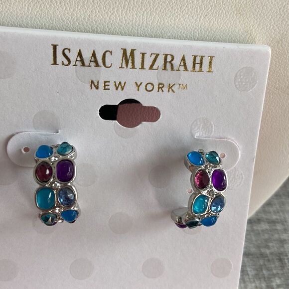 Isaac Mizrahi Earrings multiple crystals colors NWT - Picture 2 of 5